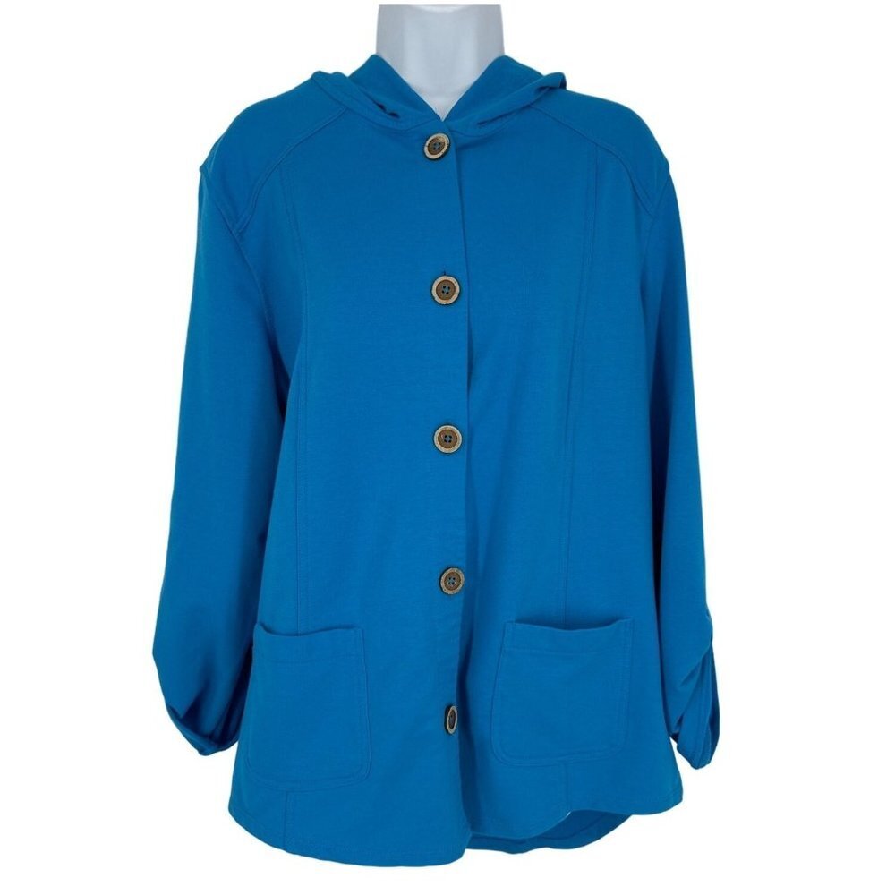 Susan‎ Graver Resort French Terry Jacket or Cover Up with Hood Size M